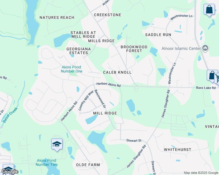 map of restaurants, bars, coffee shops, grocery stores, and more near 343 Country Mill Way in Fuquay Varina