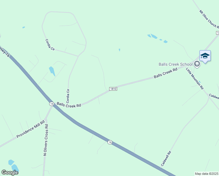 map of restaurants, bars, coffee shops, grocery stores, and more near 2973 Balls Creek Road in Newton