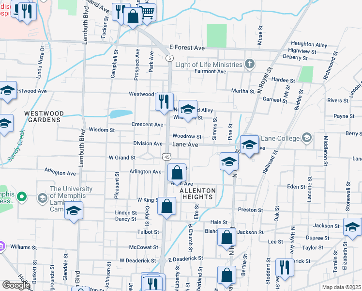 map of restaurants, bars, coffee shops, grocery stores, and more near 824 Conger Street in Jackson