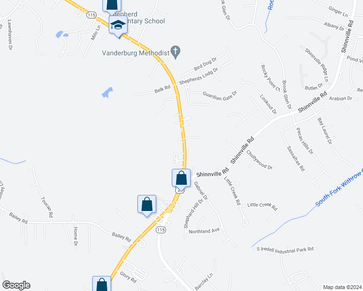 map of restaurants, bars, coffee shops, grocery stores, and more near 1910 Charlotte Highway in Mooresville
