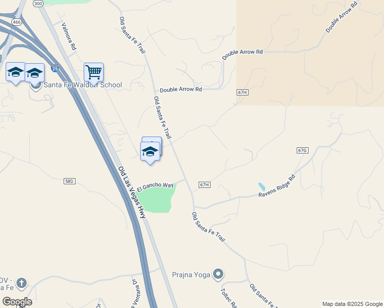 map of restaurants, bars, coffee shops, grocery stores, and more near 7315 Old Santa Fe Trail in Santa Fe