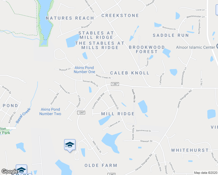 map of restaurants, bars, coffee shops, grocery stores, and more near 305 Country Mill Way in Fuquay-Varina