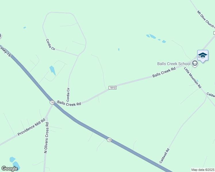 map of restaurants, bars, coffee shops, grocery stores, and more near 2973 Balls Creek Road in Newton