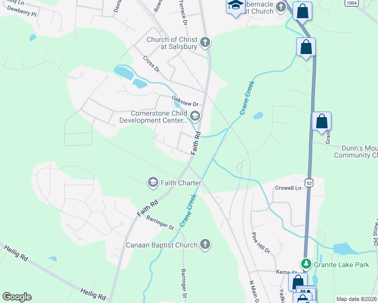 map of restaurants, bars, coffee shops, grocery stores, and more near 1429 Faith Rd in Salisbury