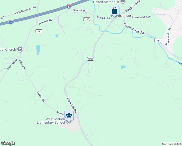 map of restaurants, bars, coffee shops, grocery stores, and more near 4735 Sugar Hill Road in Marion