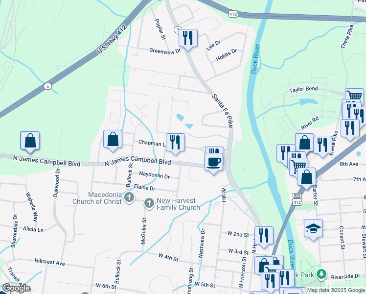 map of restaurants, bars, coffee shops, grocery stores, and more near 207 Chapman Lane in Columbia