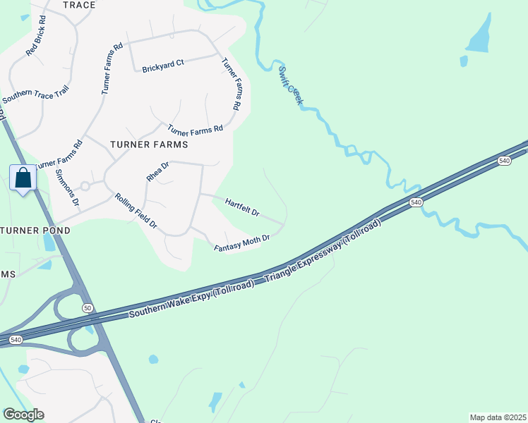 map of restaurants, bars, coffee shops, grocery stores, and more near 5236 Hartfelt Drive in Garner
