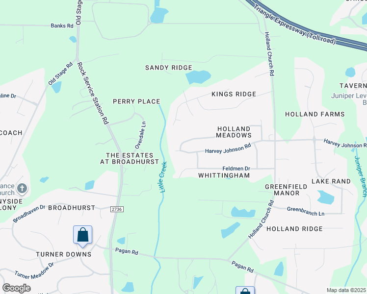 map of restaurants, bars, coffee shops, grocery stores, and more near 1524 Harvey Johnson Road in Raleigh