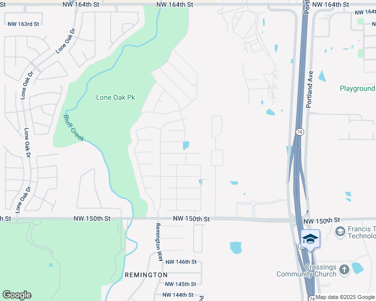 map of restaurants, bars, coffee shops, grocery stores, and more near 4129 Northwest 155th Street in Edmond