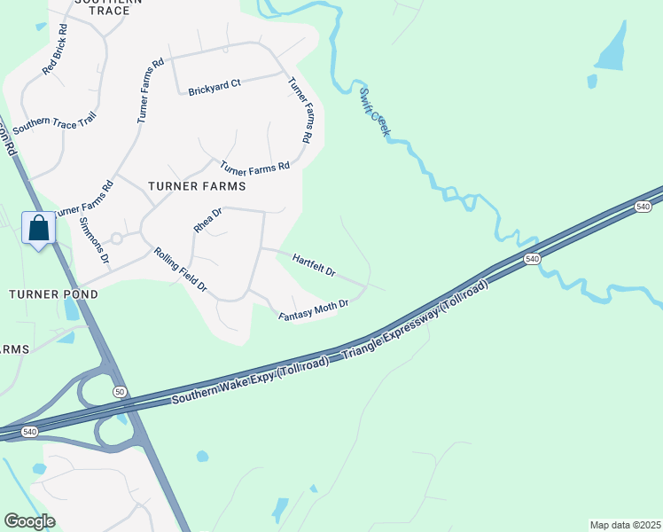 map of restaurants, bars, coffee shops, grocery stores, and more near 5232 Hartfelt Drive in Garner