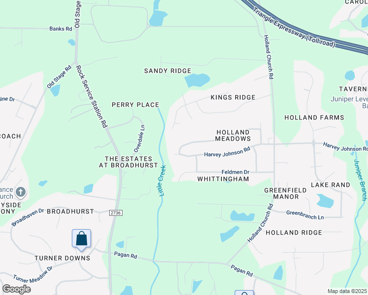 map of restaurants, bars, coffee shops, grocery stores, and more near 1505 Woodline Drive in Raleigh