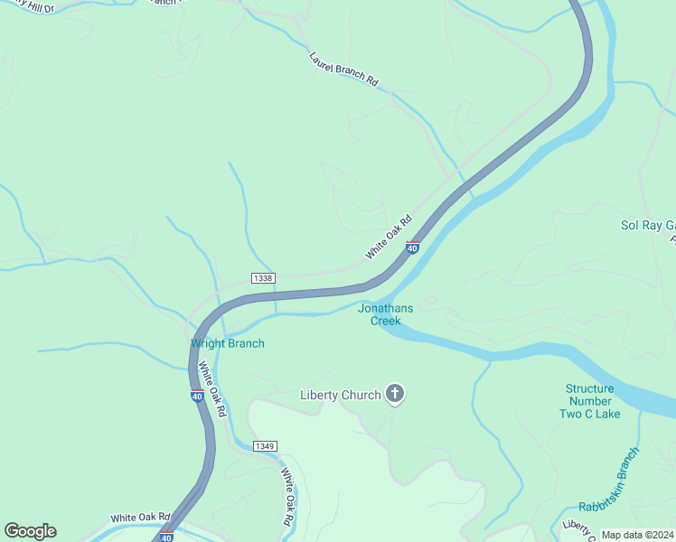 map of restaurants, bars, coffee shops, grocery stores, and more near 2701 White Oak Road in Waynesville