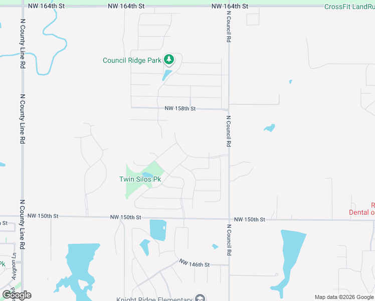 map of restaurants, bars, coffee shops, grocery stores, and more near 8242 Northwest 158th Street in Edmond