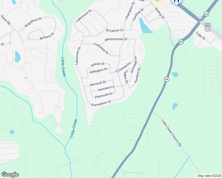 map of restaurants, bars, coffee shops, grocery stores, and more near 383 Kerriann Lane in Clayton