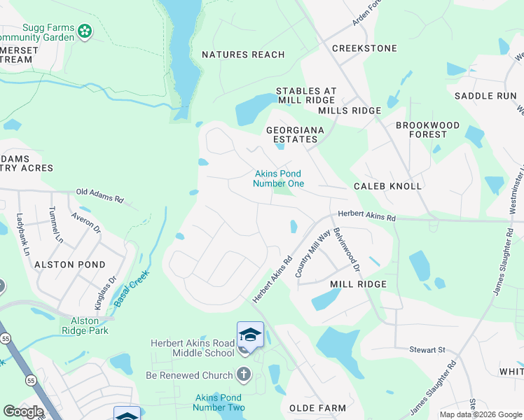 map of restaurants, bars, coffee shops, grocery stores, and more near 2656 Glade Mill Court in Fuquay-Varina