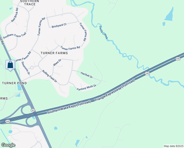 map of restaurants, bars, coffee shops, grocery stores, and more near 5232 Hartfelt Drive in Garner