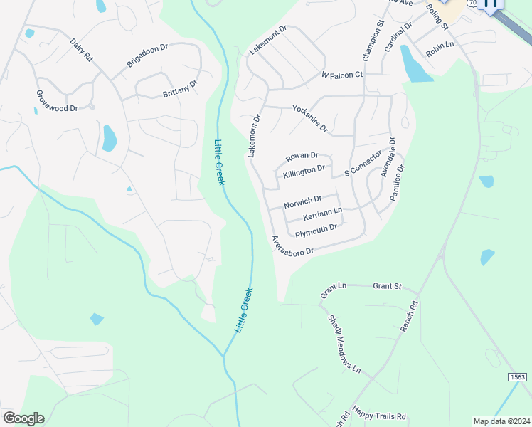 map of restaurants, bars, coffee shops, grocery stores, and more near 709 Averasboro Drive in Clayton