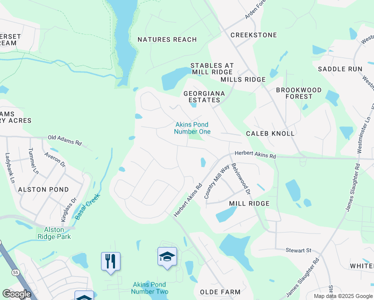 map of restaurants, bars, coffee shops, grocery stores, and more near 143 Sunset Bluffs Drive in Fuquay-Varina