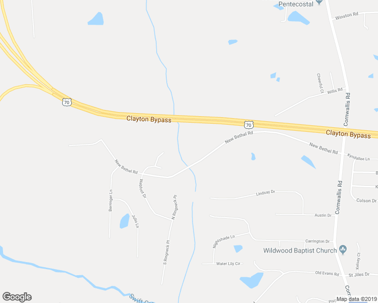 map of restaurants, bars, coffee shops, grocery stores, and more near 808 New Bethel Road in Garner