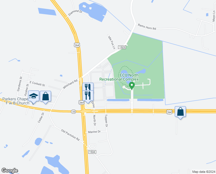 map of restaurants, bars, coffee shops, grocery stores, and more near 4420 Bostic Drive in Greenville