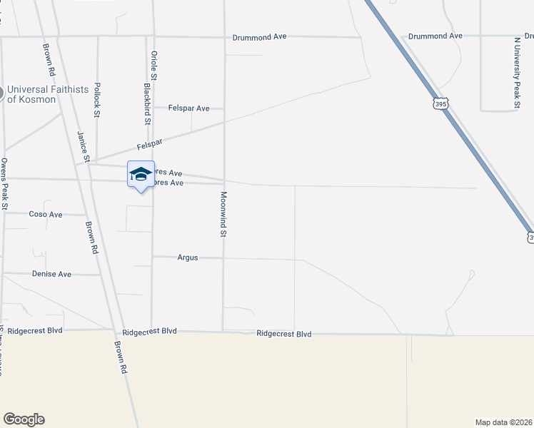 map of restaurants, bars, coffee shops, grocery stores, and more near 5816 Coso Avenue in Inyokern