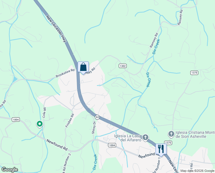 map of restaurants, bars, coffee shops, grocery stores, and more near 65 Ramsey Road in Asheville