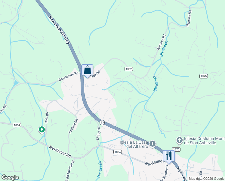 map of restaurants, bars, coffee shops, grocery stores, and more near 65 Ramsey Road in Asheville