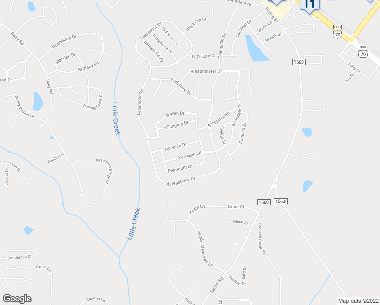 map of restaurants, bars, coffee shops, grocery stores, and more near 426 Kerriann Lane in Clayton