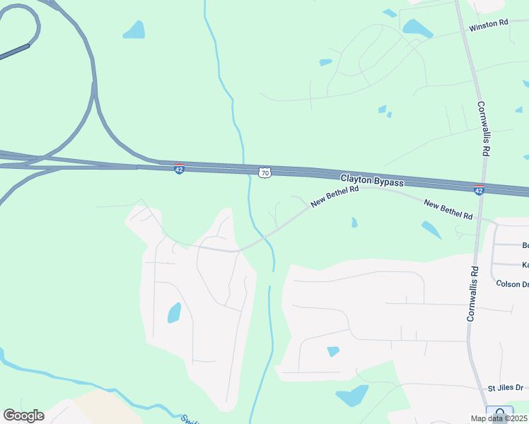 map of restaurants, bars, coffee shops, grocery stores, and more near 808 New Bethel Road in Garner