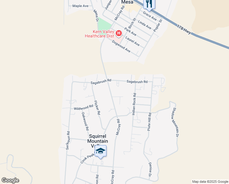 map of restaurants, bars, coffee shops, grocery stores, and more near 3816 McCray Road in Lake Isabella