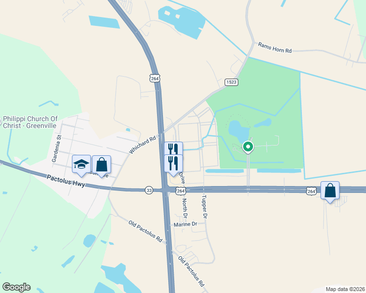 map of restaurants, bars, coffee shops, grocery stores, and more near 3800 Bostic Drive in Greenville