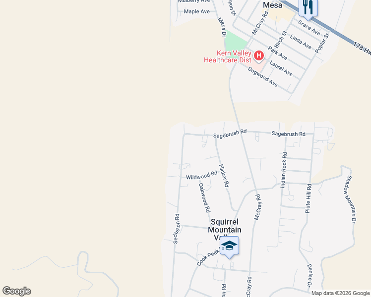 map of restaurants, bars, coffee shops, grocery stores, and more near 3812 Seclusion Road in Lake Isabella