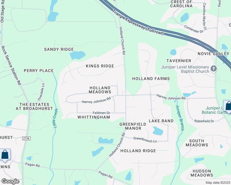 map of restaurants, bars, coffee shops, grocery stores, and more near 1312 Harvey Johnson Road in Raleigh