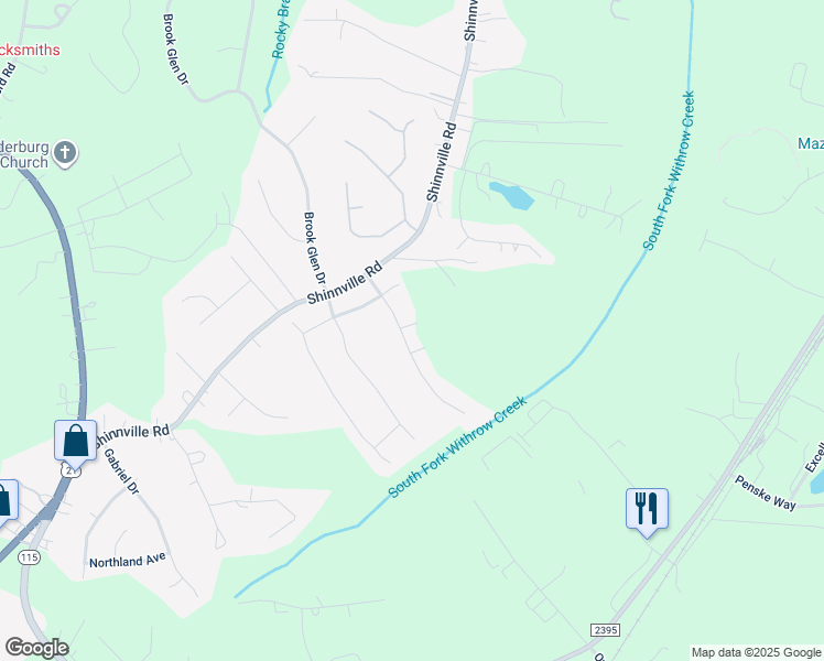 map of restaurants, bars, coffee shops, grocery stores, and more near 135 Bay Laurel Drive in Mooresville