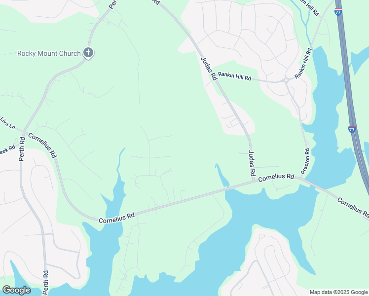map of restaurants, bars, coffee shops, grocery stores, and more near Cornelius Road in Mooresville