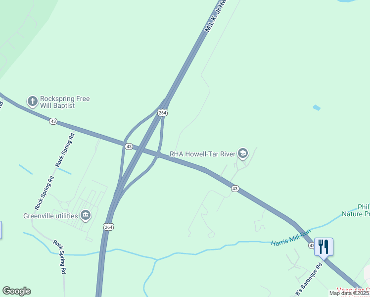 map of restaurants, bars, coffee shops, grocery stores, and more near 569 Huntingridge Road in Greenville
