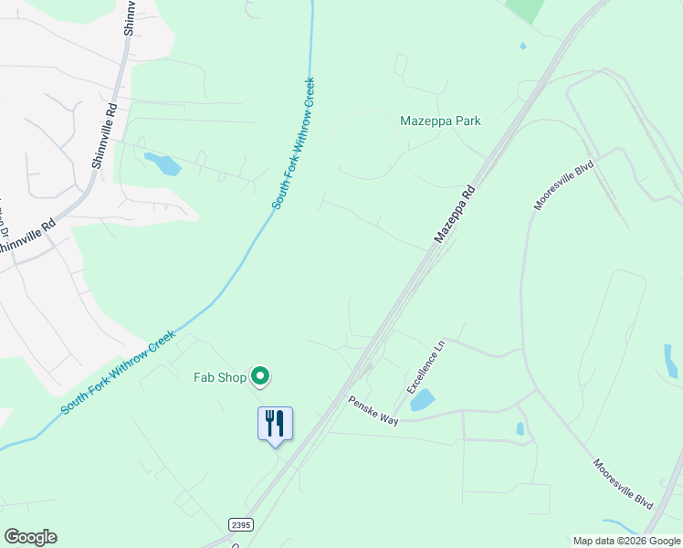 map of restaurants, bars, coffee shops, grocery stores, and more near 159 Woodridge Lane in Mooresville