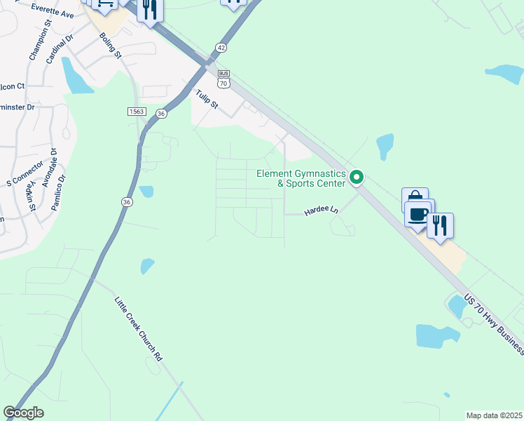 map of restaurants, bars, coffee shops, grocery stores, and more near in Clayton