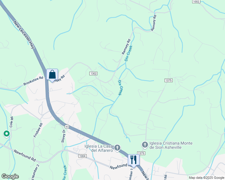 map of restaurants, bars, coffee shops, grocery stores, and more near 16 Andieange Circle in Asheville