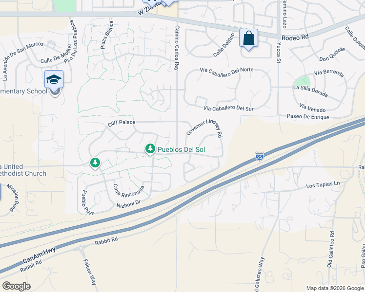 map of restaurants, bars, coffee shops, grocery stores, and more near 3003 Governor Lindsey Road in Santa Fe