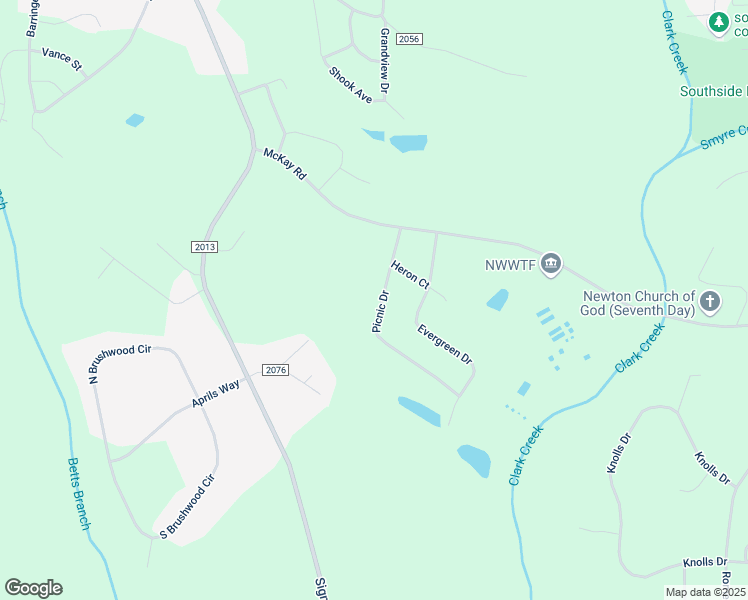 map of restaurants, bars, coffee shops, grocery stores, and more near 2103 Picnic Drive in Newton