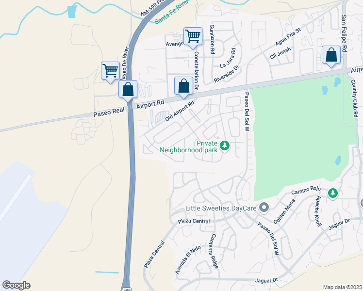 map of restaurants, bars, coffee shops, grocery stores, and more near 4204 Sundance Street in Santa Fe