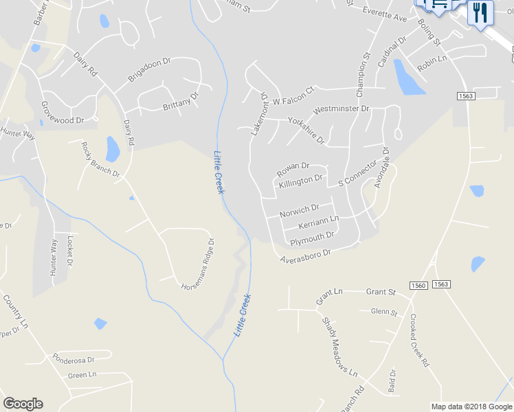 map of restaurants, bars, coffee shops, grocery stores, and more near 781 Averasboro Drive in Clayton