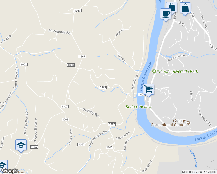 map of restaurants, bars, coffee shops, grocery stores, and more near 80 Old Leicester Road in Asheville