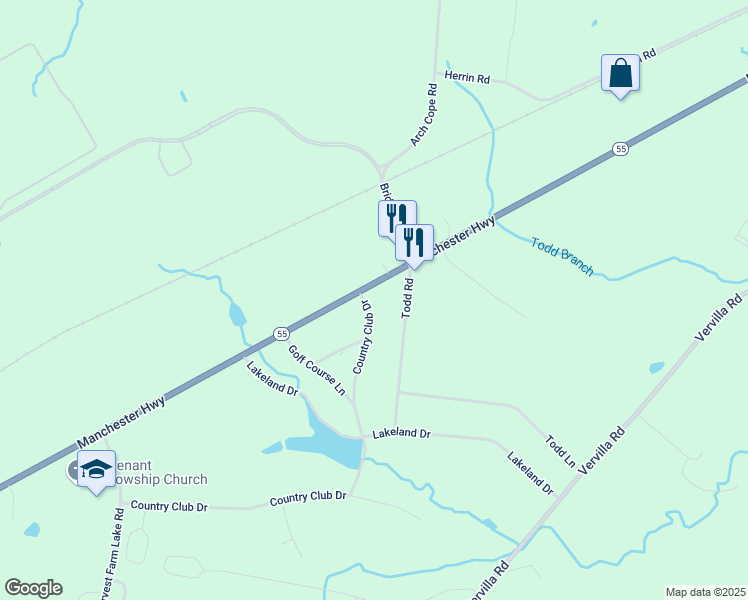 map of restaurants, bars, coffee shops, grocery stores, and more near 6383 Manchester Highway in McMinnville