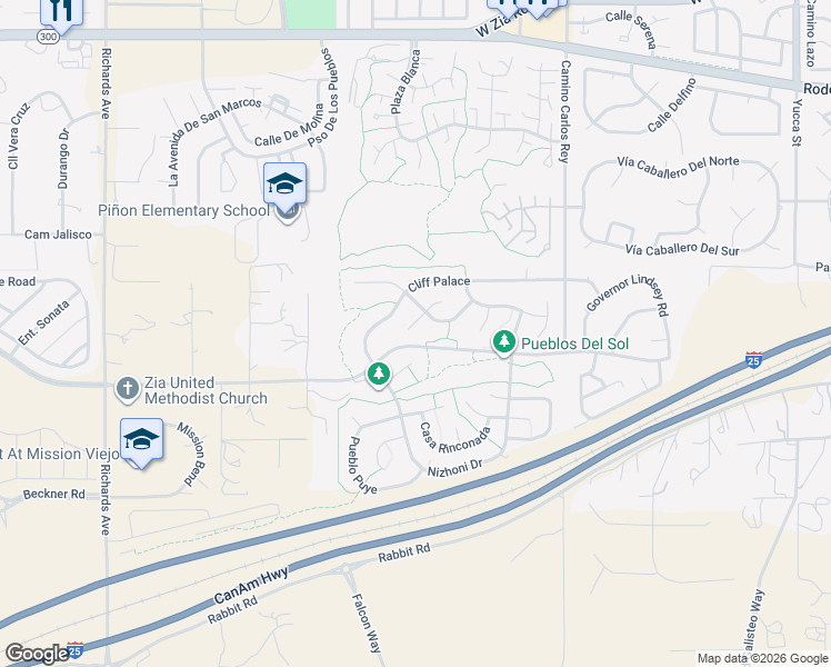 map of restaurants, bars, coffee shops, grocery stores, and more near 3113 Payupki Circle in Santa Fe