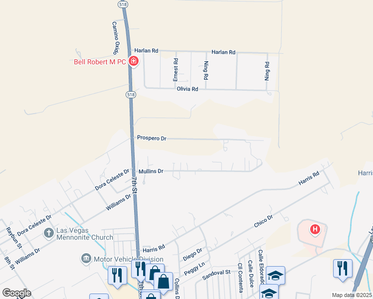 map of restaurants, bars, coffee shops, grocery stores, and more near 2-84 Prospero Drive in Las Vegas