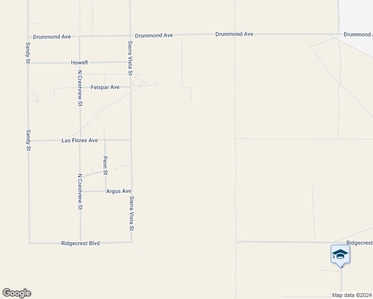 map of restaurants, bars, coffee shops, grocery stores, and more near Bull Run Street in Inyokern