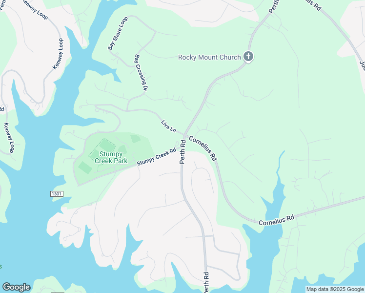 map of restaurants, bars, coffee shops, grocery stores, and more near Perth Road in Mooresville