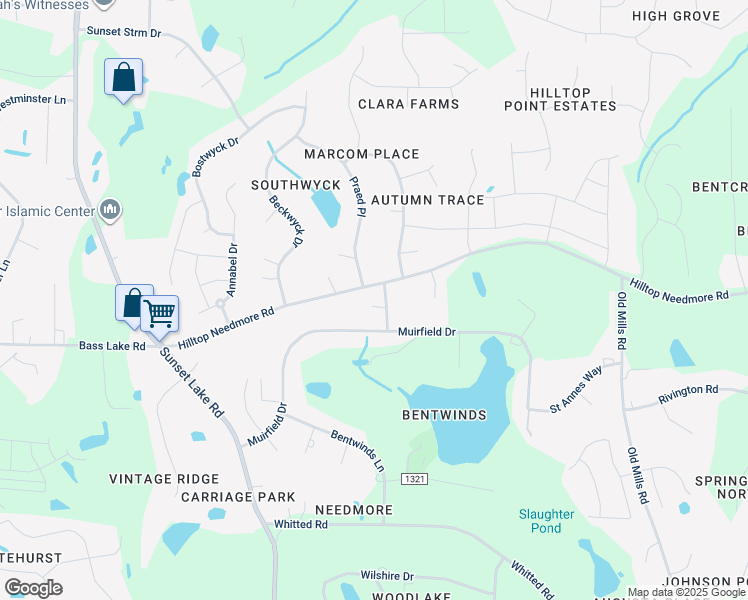 map of restaurants, bars, coffee shops, grocery stores, and more near 5601 Hilltop Needmore Road in Fuquay-Varina